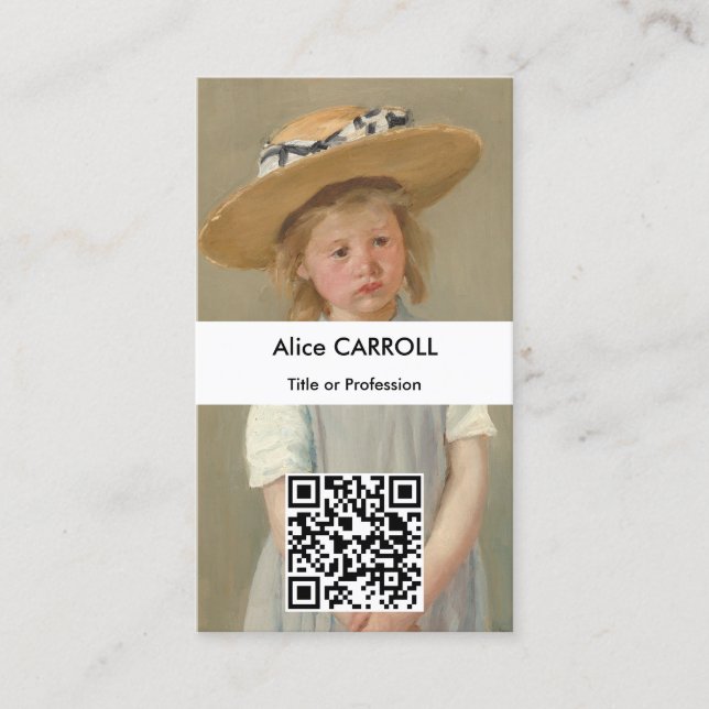 Mary Cassatt - Child in a Straw Hat - QR Code Business Card (Front)
