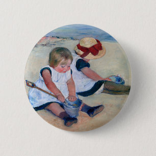Mary Cassatt Children Playing on the Beach 1884 6 Cm Round Badge