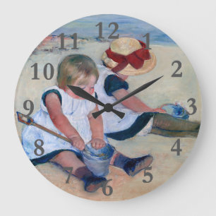 Mary Cassatt Children Playing on the Beach 1884  Large Clock