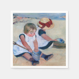Mary Cassatt Children Playing on the Beach 1884  Napkin