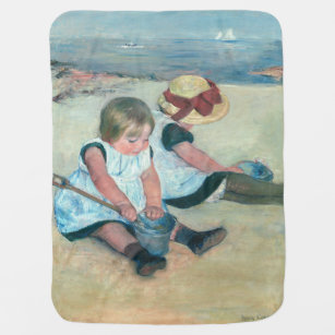 Mary Cassatt - Children Playing on the Beach Baby Blanket
