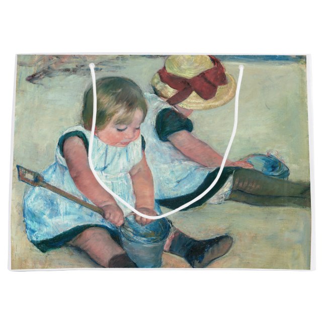 Mary Cassatt - Children Playing on the Beach Large Gift Bag (Front)