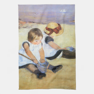 Mary Cassatt Children Playing on the Beach Tea Towel