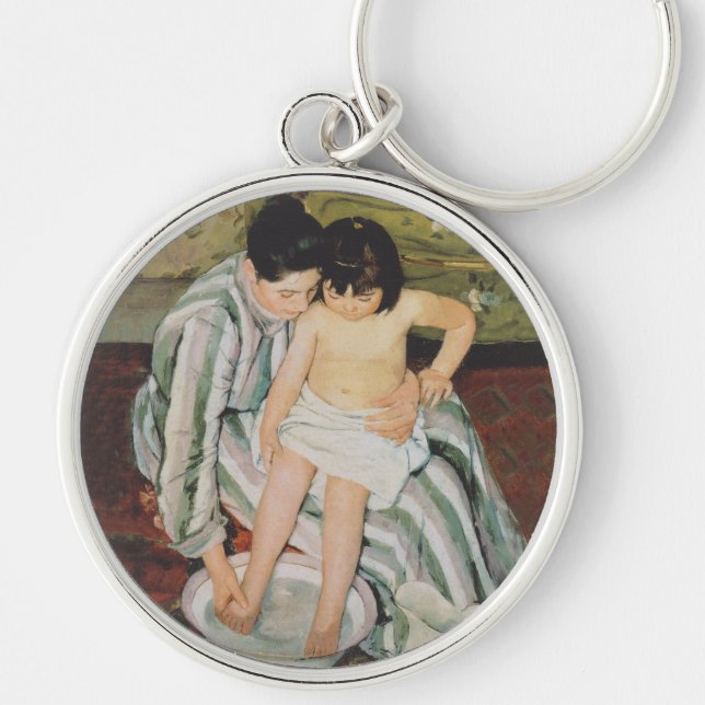 Mary Cassatt Child's Bath Impressionist Key Ring (Front)