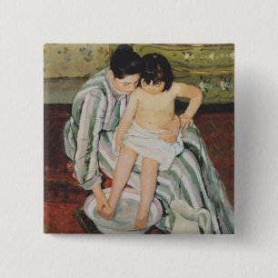Mary Cassatt Child's Bath Painting 15 Cm Square Badge
