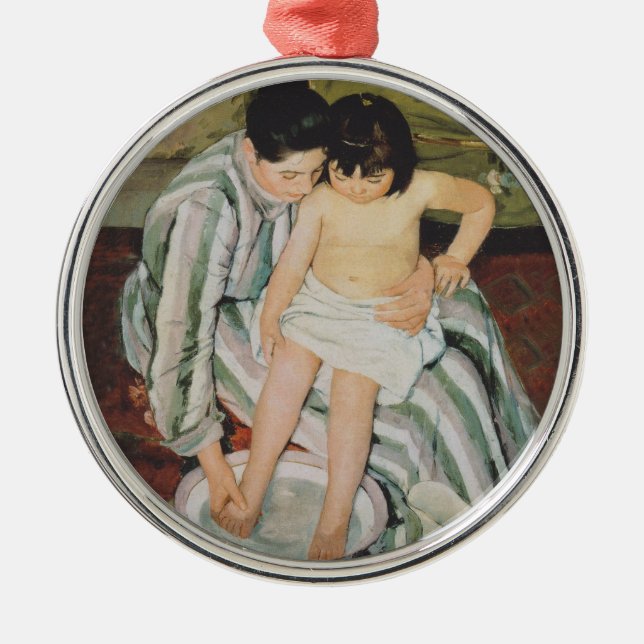 Mary Cassatt Child's Bath Painting Metal Tree Decoration (Front)