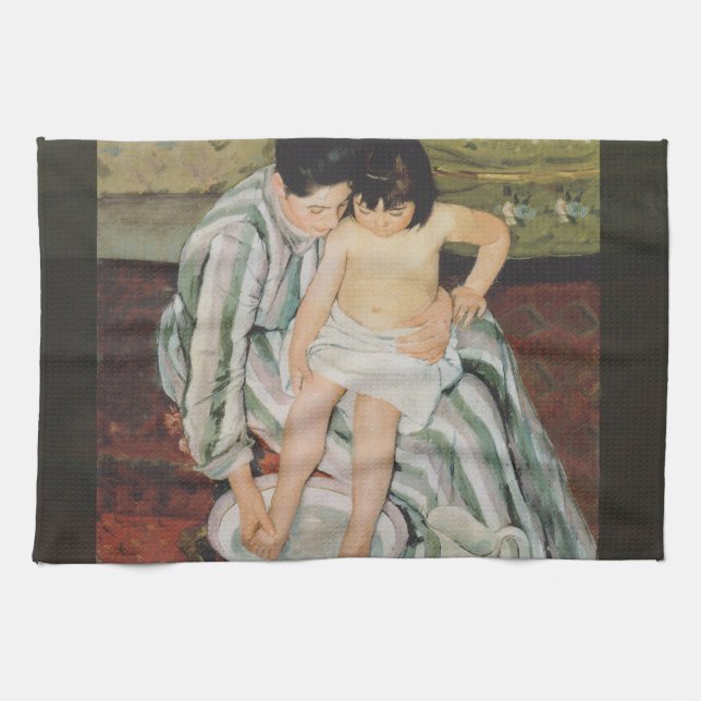 Mary Cassatt Child's Bath Painting Tea Towel (Horizontal)
