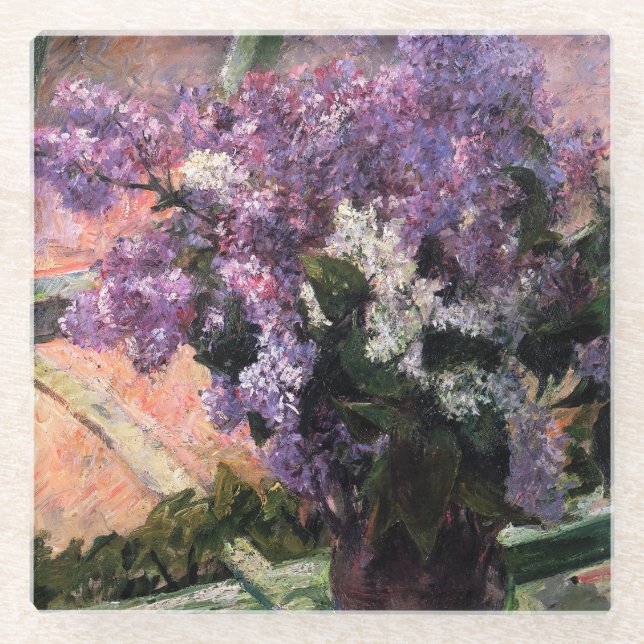 Mary Cassatt - Lilacs in a Window Glass Coaster (Front)