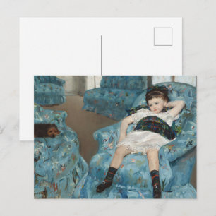 Mary Cassatt Little Girl Blue Armchair Dog Art Postcard