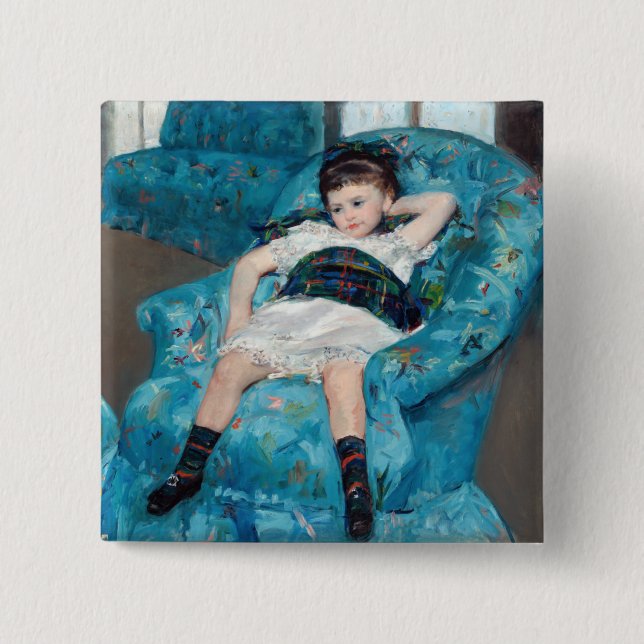 Mary Cassatt - Little Girl in a Blue Armchair 15 Cm Square Badge (Front)