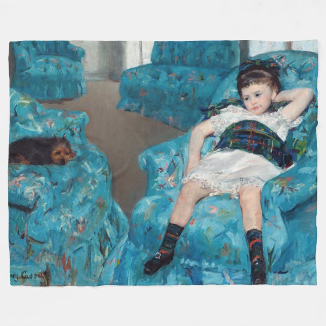 Mary Cassatt - Little Girl in a Blue Armchair Fleece Blanket (Front (Horizontal))