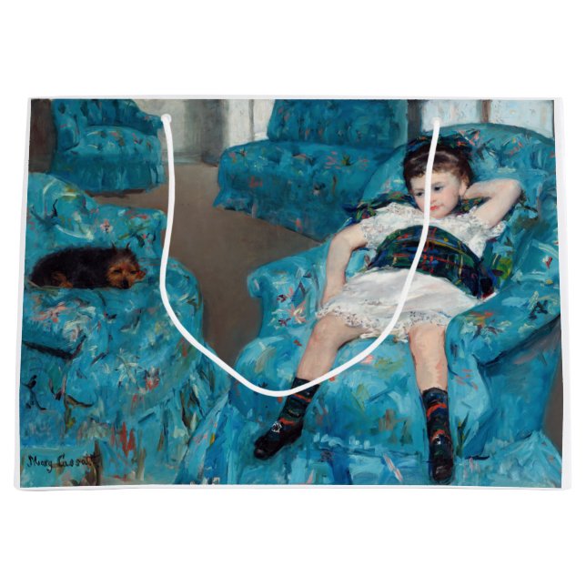 Mary Cassatt - Little Girl in a Blue Armchair Large Gift Bag (Front)