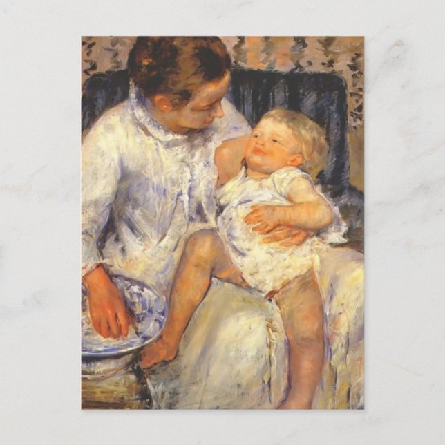 Mary Cassatt-Mother about to Wash her Sleepy Child Postcard (Front)