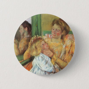 Mary Cassatt- Mother Combing Her Child's Hair 6 Cm Round Badge