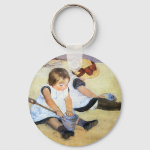 Mary Cassatt Playing on the Beach Key Chain