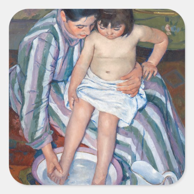 Mary Cassatt - The Child's Bath / The Bath Square Sticker (Front)