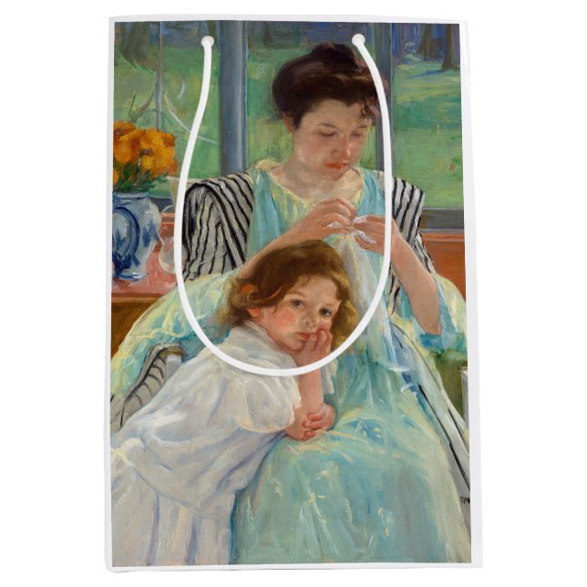 Mary Cassatt - Young Mother Sewing Medium Gift Bag (Front)
