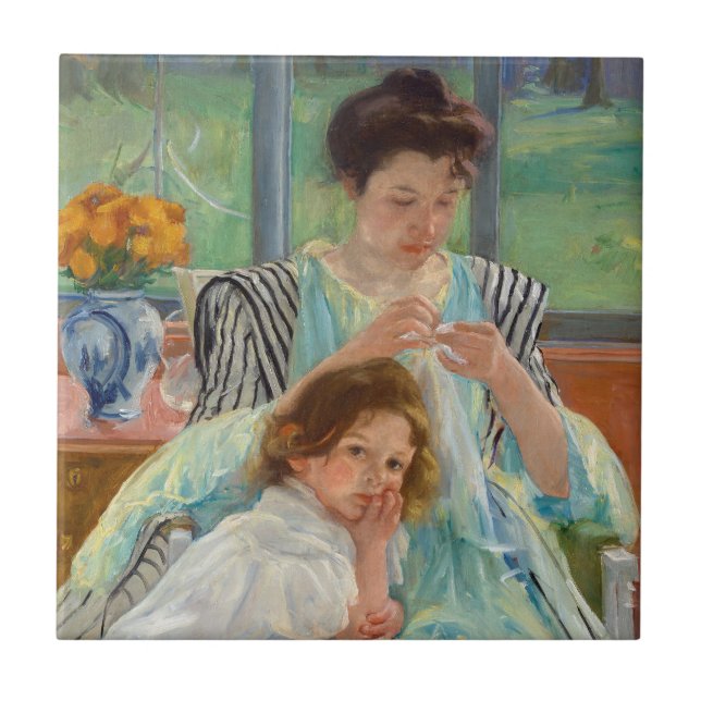 Mary Cassatt - Young Mother Sewing Tile (Front)