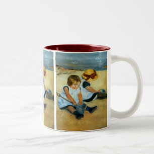 Mary Cassatt's Children on the Beach (1884) Two-Tone Coffee Mug