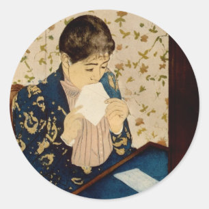 Mary Cassatt's The Letter (circa 1891) Classic Round Sticker