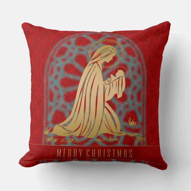 Mary & Child - Christmas Pillow (Front)