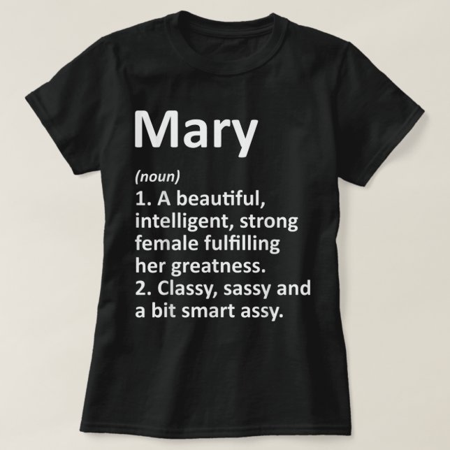 MARY Definition Personalised Name Funny Christmas  T-Shirt (Design Front)