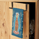 Mary Garden Blessed Mother Ave Maria Navy Blue Tea Towel<br><div class="desc">This towel features a beautiful digitally hand illustrated folk art design of the Blessed Mother and reads “Ave Maria”.</div>