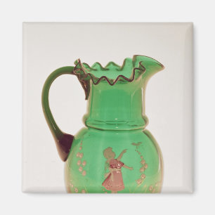 Mary Gregory green jug with fired enamel Magnet