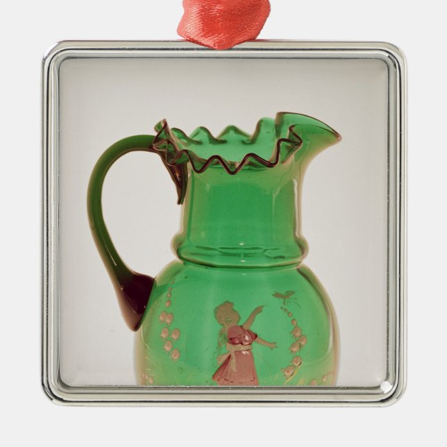 Mary Gregory green jug with fired enamel Metal Tree Decoration (Front)