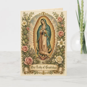 Mary Guadalupe Catholic Prayer Floral Thank You Card