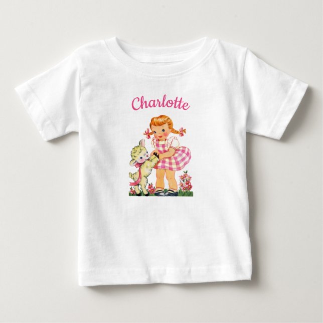 Mary Had a Little Lamb personalised name girl Baby T-Shirt (Front)