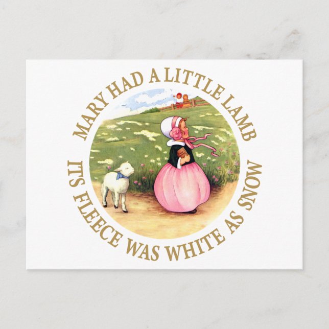 Mary Had a Little Lamb Postcard (Front)