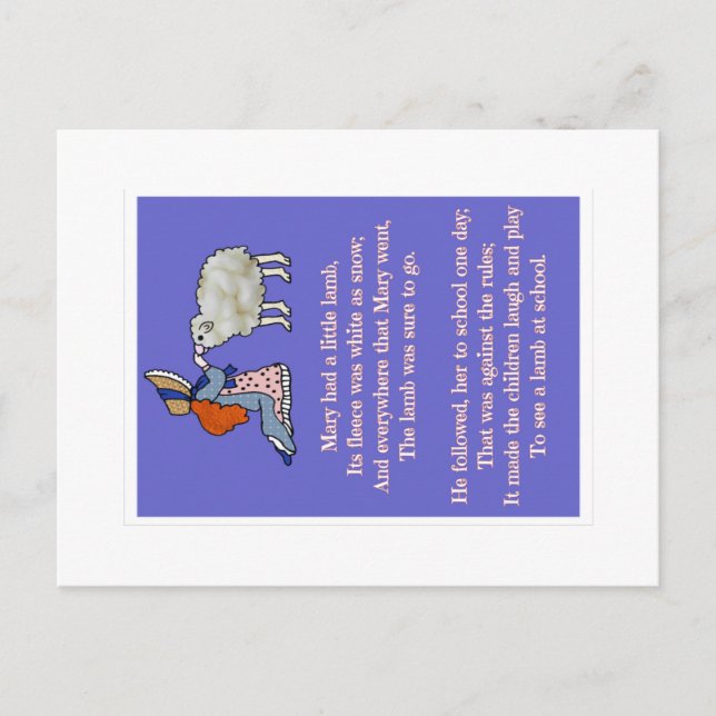 Mary Had a Little Lamb Postcard (Front)