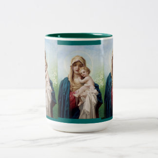 Mary holding Jesus Two-Tone Coffee Mug