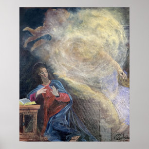 Mary is visited by the angel poster