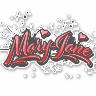 Mary-Jane red Heart Graffiti Aufkleber Sticker
