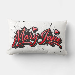 Mary-Jane red Heart Graffiti Kissen lang Lumbar Cushion