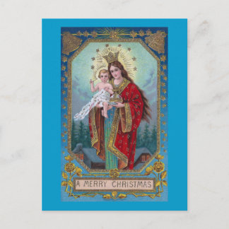 Mary, Jesus and Globus Cruciger Vintage Christmas Holiday Postcard