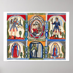Mary Jesus Christ Religious folk art Painting  Poster