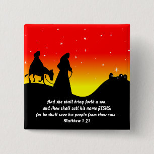 Mary & Joseph, Bible Scripture Verse 15 Cm Square Badge