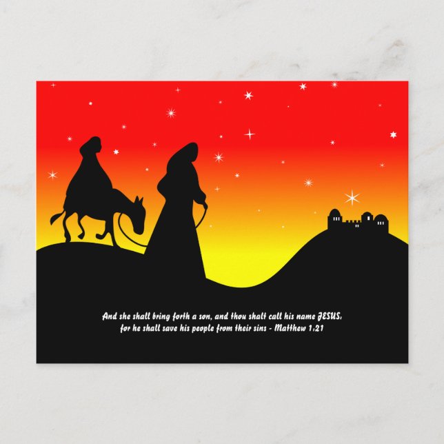 Mary & Joseph, Bible Scripture Verse Postcard (Front)