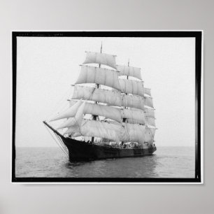 Mary L. Cushing Sailing Ship 1899 Vintage Poster