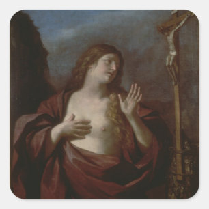 Mary Magdalene in Penitence (oil on canvas) 2 Square Sticker