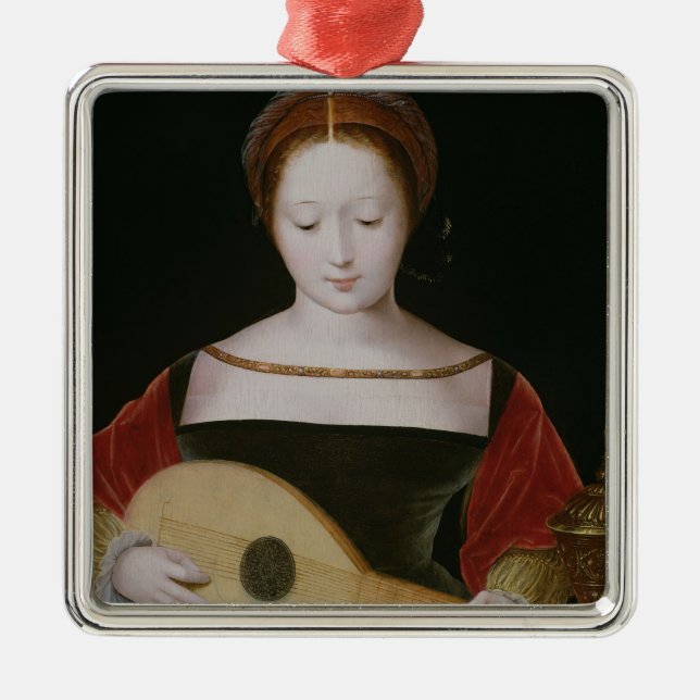 Mary Magdalene Playing a Lute Metal Tree Decoration (Front)
