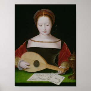 Mary Magdalene Playing a Lute Poster