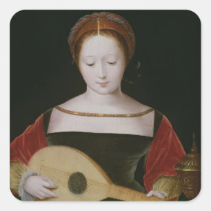 Mary Magdalene Playing a Lute Square Sticker