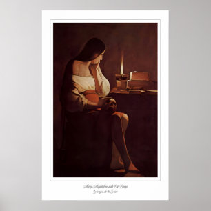 Mary Magdalene with Oil Lamp  Art Print. Witches Poster