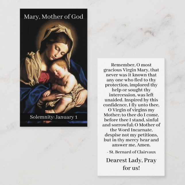 Mary, Mother of God Prayer Card (Front/Back)