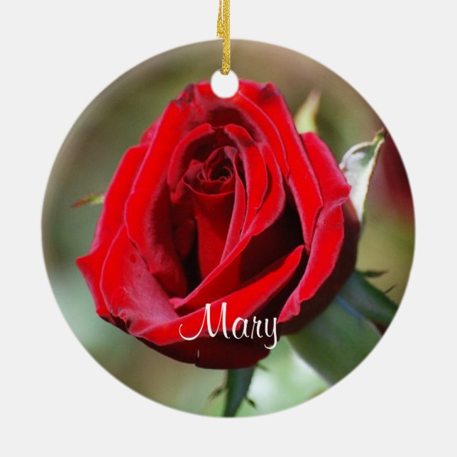 Mary Personalised Red Rose Ornament (Back)