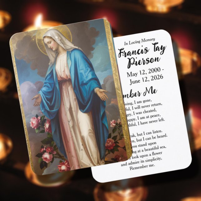 Mary Prayer Card Catholic Memorial Prayer Card (Creator Uploaded)